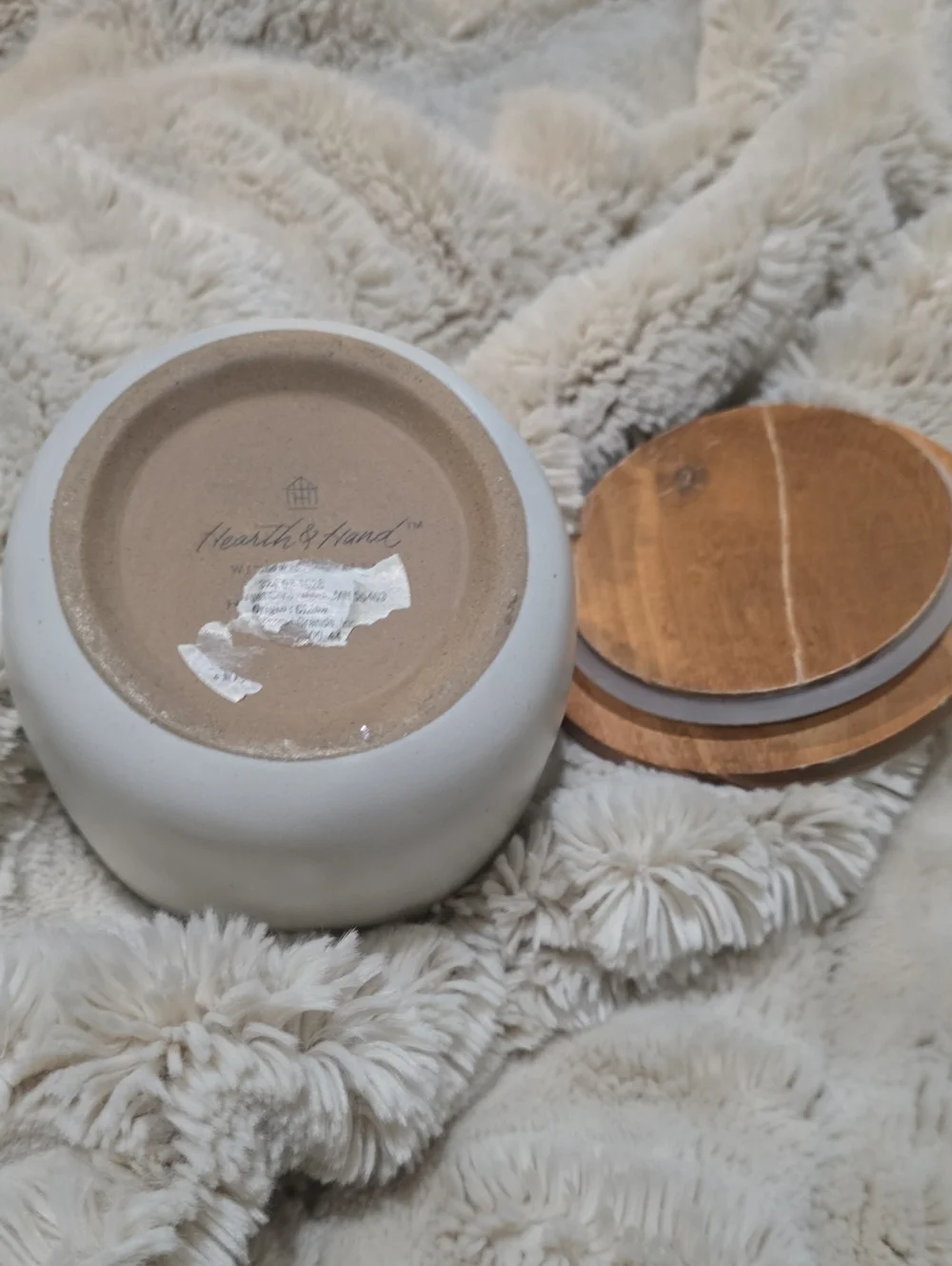 Hearth & Hand Ceramic Sugar Canister with Wooden Lid - Cream